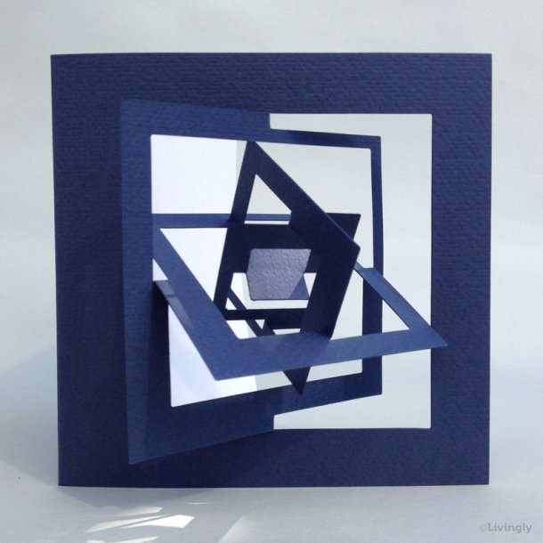 Kvadrat kort, Bauhaus stil - Blå  