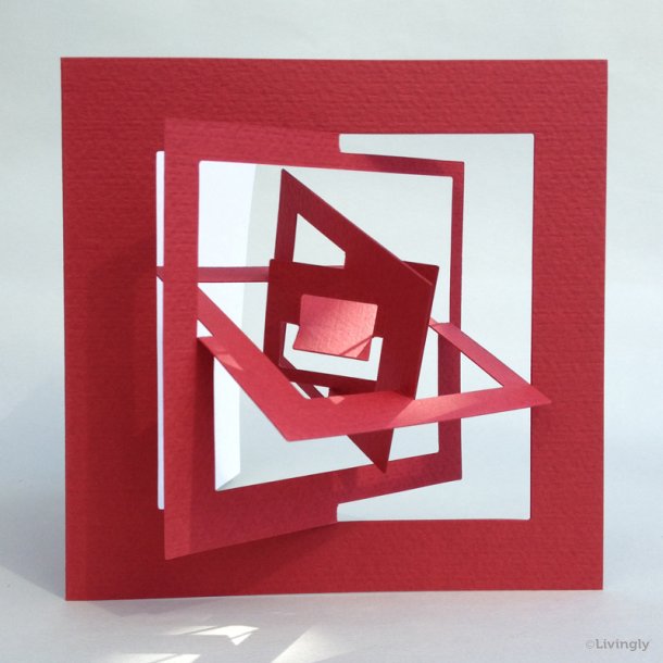 Kvadrat kort, Bauhaus stil - Rød  