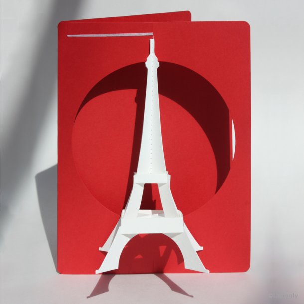 Paris Monuments kort, trn, hvid/rd  