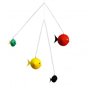 Fish Mobile, black-red-yellow-green