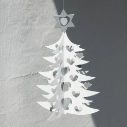 Christmas Tree w. Hearts, dbl. 27 cm, silver