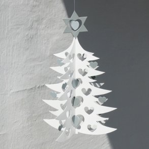 Christmas Tree w. Hearts, dbl. 27 cm, silver
