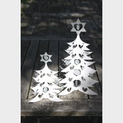 Christmas Tree w. Hearts, dbl. 27 cm, silver