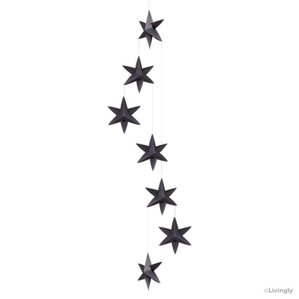 Stjernemobile, 120 cm, sort  